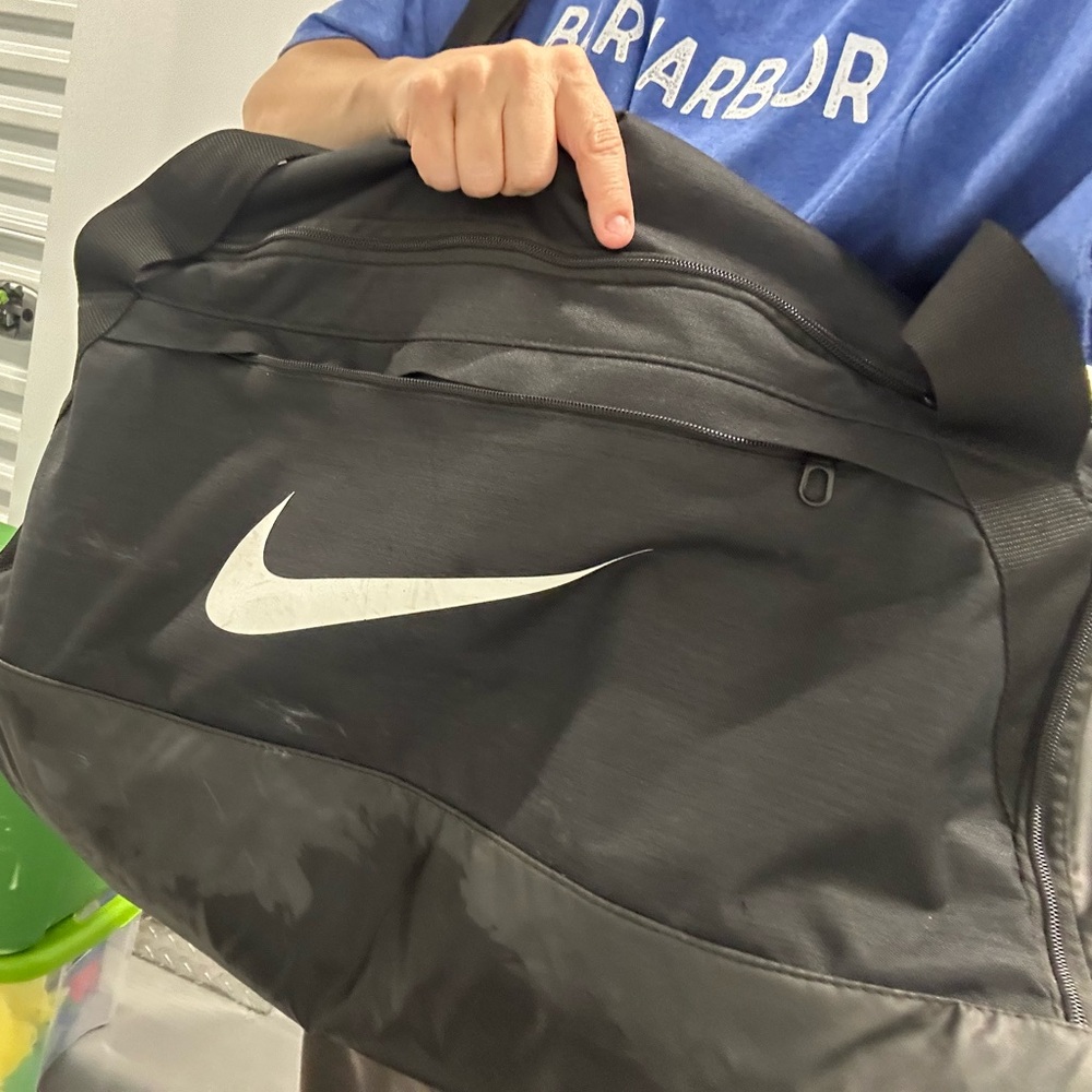 Nike Black and White Gym Duffel Bag